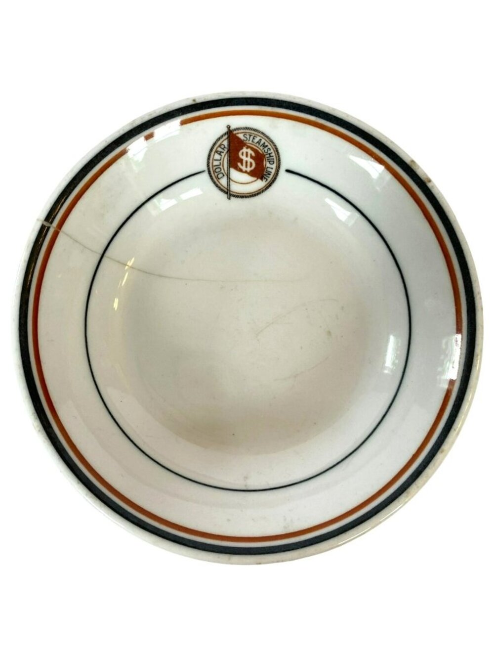 Antique Dollar Steamship Ship Line Restaurant Ware Bowl Vintage Stoneware RARE!
